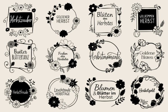 Download German Autumn Flower Floral Frame SVG - Svg Collection