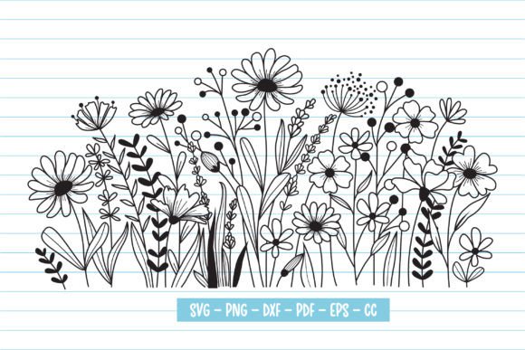 Download Hand Drawn Blooming Wildflowers Svg - Svg Collection