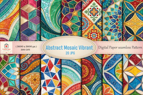 Download Abstract Mosaic Vibrant Digital Paper - Abstract mosaic Collection