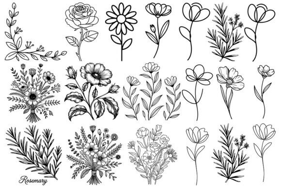 Download Floral &amp; Botanical Line Art SVG Bundle - Svg Collection