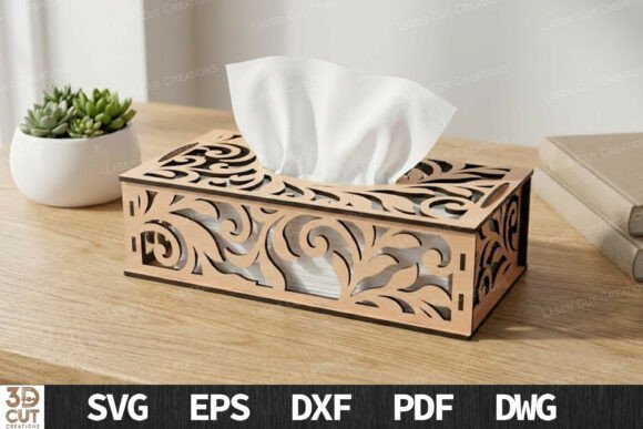 Download Swirl Floral Wooden Tissue Box SVG - Svg Collection
