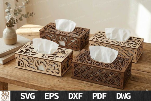 Download Decorative Wooden Tissue Box SVG Set - Svg Collection