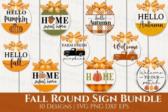 Download 10 Fall Round Sign SVG Bundle - Svg Collection