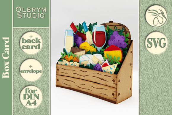 Download Wine and Cheese Pop Up 3D Box Card SVG - Svg Collection