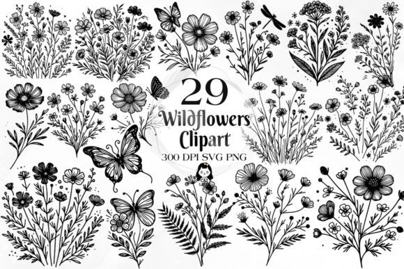 Download Wildflowers SVG PNG Clipart Bundle - Svg Collection